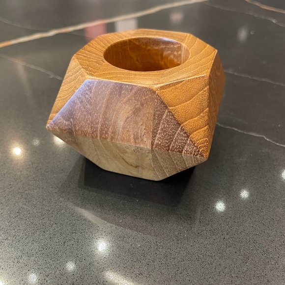 NWT Selemat Designs Wooden Candle Holder - 2" x 2.75" - Picture 2 of 3